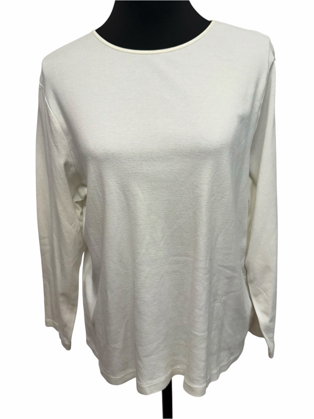 CJ Banks 1X White Long Sleeve Cotton Basic Layering Casual Career Top